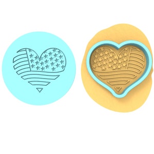 America Heart Cookie Debosser | Cookie Cutter | Stencil | Debosser #2