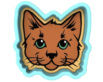 Cat Face Cookie Cutter | Stamp | Stencil - SHARP EDGES - FAST Shipping - Choose Your Own Size! #A