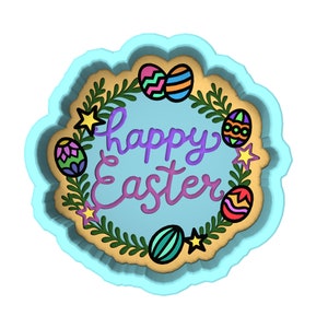 Frohe Ostern Kranz Ausstechform 2-teilig, Stempel & Umriss #1 - SCHARFE KANTEN - SCHNELLER Versand - Wählen Sie Ihre eigene Größe!