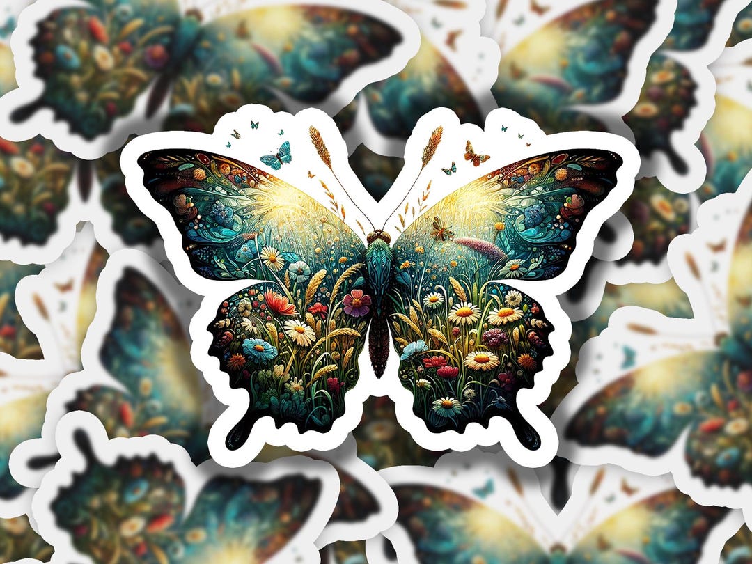 Butterfly Flower Field 9 Vinyl Sticker | Dishwasher Safe & Durable ...