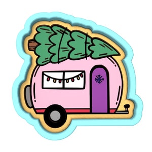 Christmas Camper Cookie Cutter | Stamp | Stencil - SHARP EDGES - FAST Shipping - Choose Your Own Size! #1