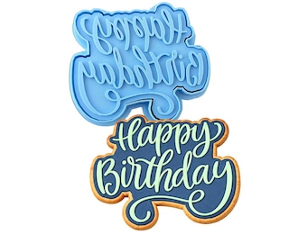 Happy Birthday Cookie Cutter | Stamp | Stencil - SHARP EDGES - FAST Shipping - Choose Your Own Size! #1