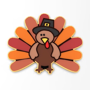 Thanksgiving Turkey Cookie Cutter | Stamp | Stencil - SHARP EDGES - FAST Shipping - Choose Your Own Size!