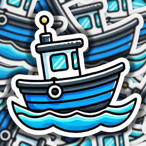 Boat at Sea 1 Vinyl Sticker | Dishwasher Safe & Durable | Custom Sizes | Fast Shipping | Made in USA 1