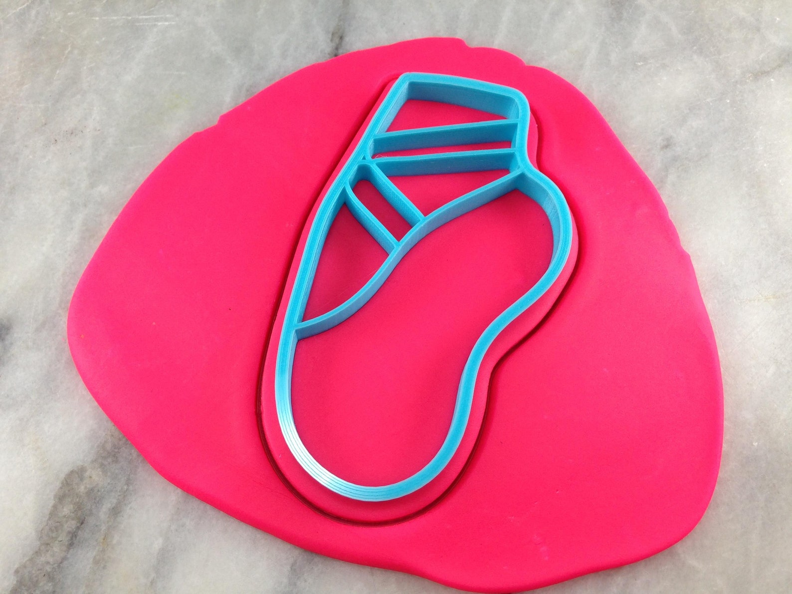 ballet slipper cookie cutter 2-piece, outline & stamp - sharp edges - fast shipping - choose your own size!