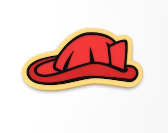Firefighter Helmet Cookie Cutter 2-Piece, Stamp & Outline #1 - SHARP EDGES - FAST Shipping - Choose Your Own Size!