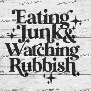 Eating Junk and Watching Rubbish Christmas Movie Stencil | REUSABLE, DURABLE, WASHABLE Craft Stencil | Use for Signs, Walls, Canvas & More!