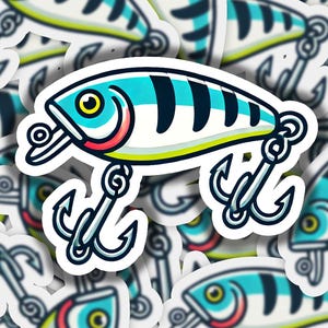 Crankbait Fishing Lure 1 Vinyl Sticker | Dishwasher Safe & Durable | Custom Sizes | Fast Shipping | Made in USA 1