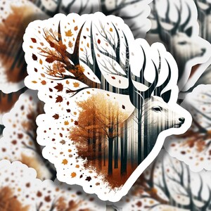 Deer Buck Antlers Forest Hunting Season Vinyl Sticker | Dishwasher Safe & Durable | Custom Sizes | Fast Shipping | Made in USA