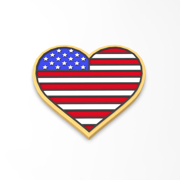 America Heart Cookie Cutter | Stamp | Stencil - SHARP EDGES - FAST Shipping - Choose Your Own Size!