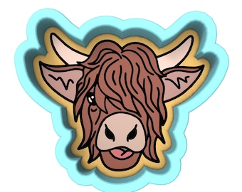 Cortador/sello/plantilla de galletas con forma de vaca de las Tierras Altas - BORDES AFILADOS - Envío RÁPIDO - ¡Elige tu propio tamaño! #1