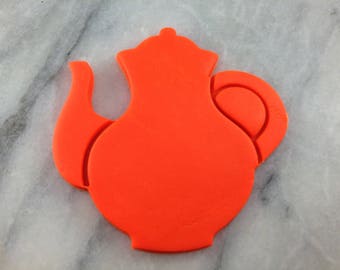 Teapot Cookie Cutter 2-Piece, Stamp & Outline #2 - SHARP EDGES - FAST Shipping - Choose Your Own Size!