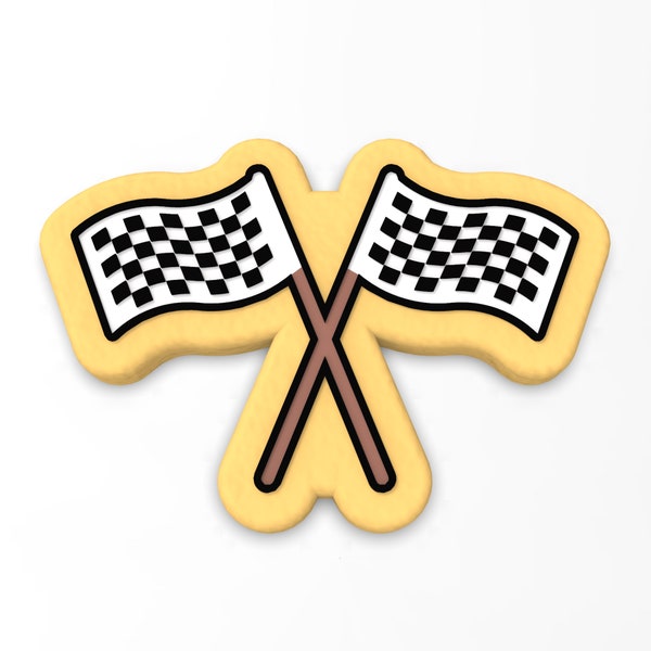 Checkered Racing Flags Cookie Cutter | Stamp | Stencil - SHARP EDGES - FAST Shipping - Choose Your Own Size!