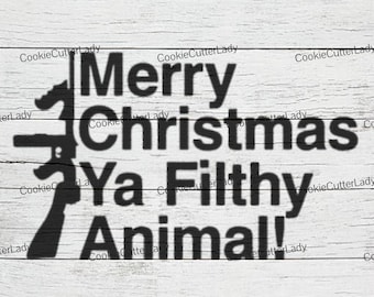 Merry Christmas Ya Filthy Animal Christmas Movie Stencil | REUSABLE, DURABLE, WASHABLE Craft Stencil | Use for Signs, Walls, Canvas & More!2