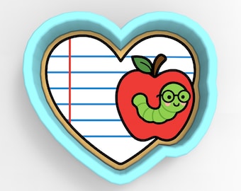 Notepad Apple Heart 1 Cookie Cutter | Stamp | Stencil - SHARP EDGES - FAST Shipping - Choose Your Own Size! #1