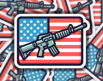 America Rifle Flag Vinyl Sticker | Dishwasher Safe & Durable | Custom Sizes | Fast Shipping | Made in USA 1