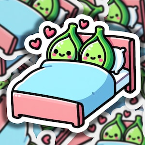 Peas in a Pod in a Bed Vinyl Sticker | Dishwasher Safe & Durable | Custom Sizes | Fast Shipping | Made in USA 1
