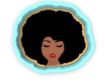 Afro Lady Cookie Cutter | Stamp | Stencil #1 - SHARP EDGES - FAST Shipping - Choose Your Own Size!