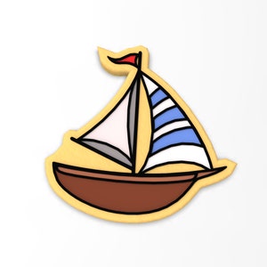 Sailboat Cookie Cutter | Stamp | Stencil - SHARP EDGES - FAST Shipping - Choose Your Own Size!