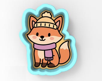Fox Bundled Up Cookie Cutter | Stamp | Stencil - SHARP EDGES - FAST Shipping - Choose Your Own Size! #1