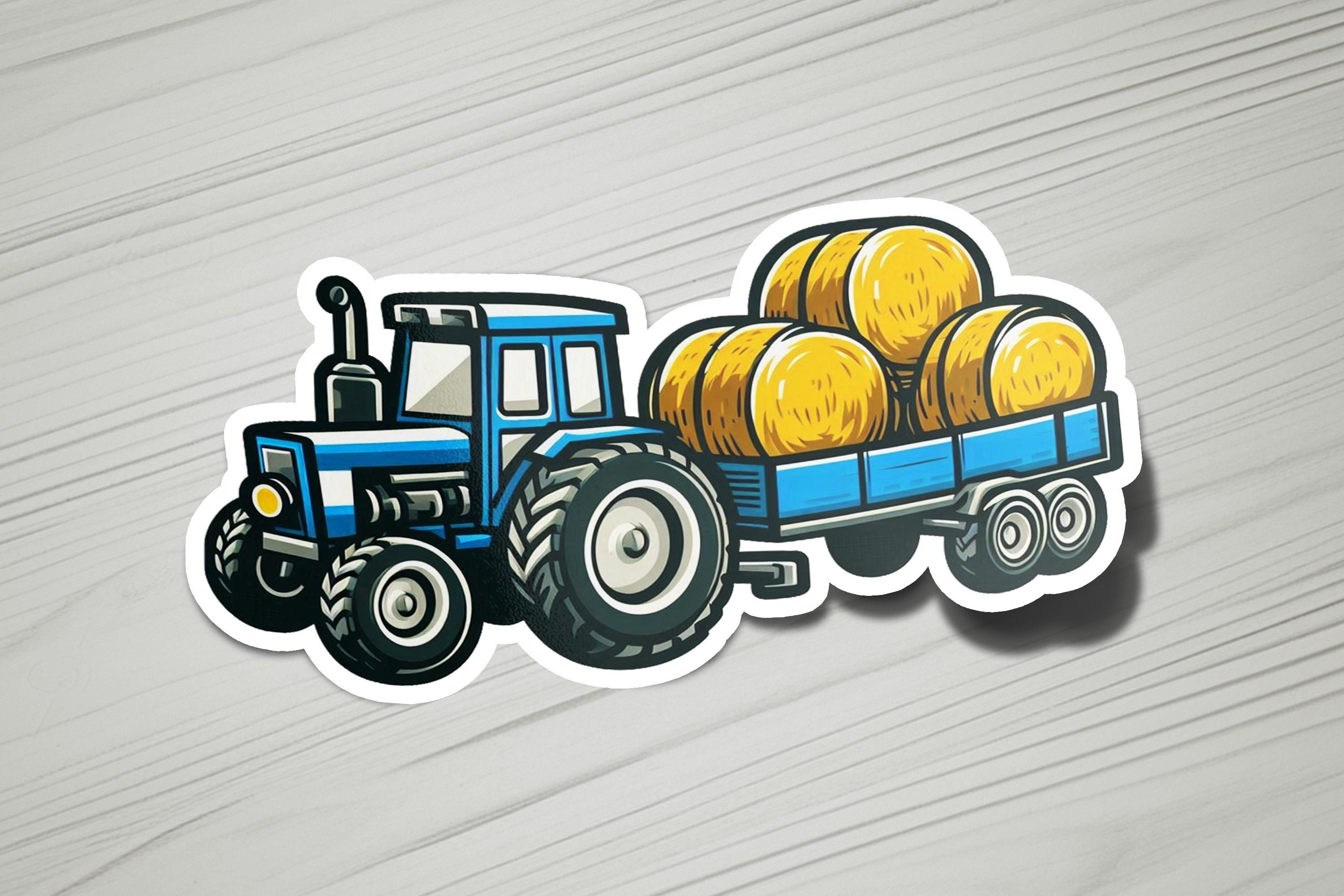 Tractor Hauling Hay Bails Vinyl Sticker | Dishwasher Safe & Durable ...