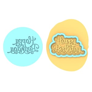 Happy Birthday Cookie Debosser | Cookie Cutter | Stencil #3