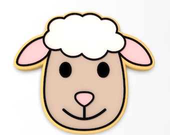 Sheep Face Cookie Cutter | Stamp | Stencil - SHARP EDGES - FAST Shipping - Choose Your Own Size!