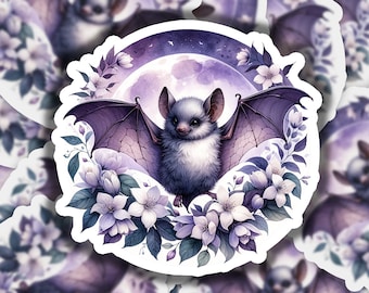 Baby Bat Flower Wreath Vinyl Sticker | Waterproof & Durable | Bat Sticker | Custom Sizes | Fast Shipping | Made in USA