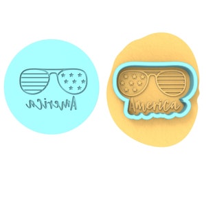 America Glasses Word Cookie Debosser | Cookie Cutter | Stencil #1