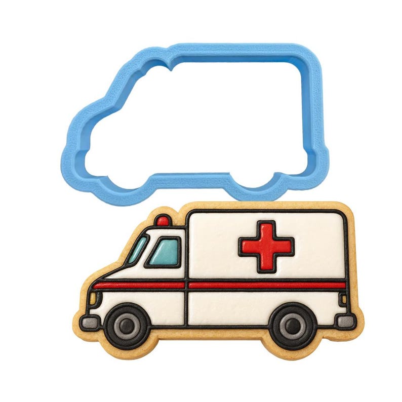 Ambulance Cookie Cutter | Stamp | Stencil - SHARP EDGES - FAST Shipping - Choose Your Own Size! Cookie Cutter ONLY (Outline)