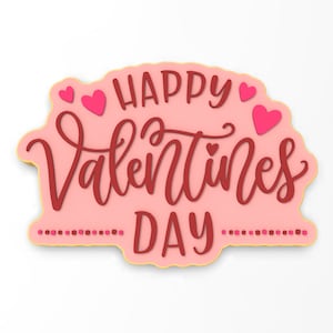 Happy Valentine&#39;s Day Dots Cookie Cutter | Stamp | Stencil - SHARP EDGES - FAST Shipping - Choose Your Own Size!