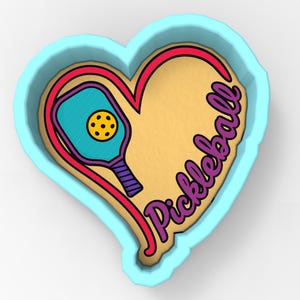 Pickleball Love Heart 1 Cookie Cutter | Stamp | Stencil - SHARP EDGES - FAST Shipping - Choose Your Own Size! #1