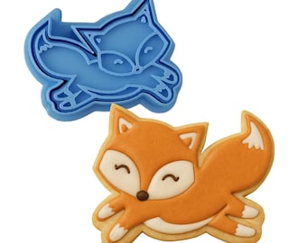 Fox Running Cookie Cutter 2-Piece, Stamp & Outline #1 - SHARP EDGES - FAST Shipping - Choose Your Own Size!