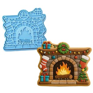 Christmas Mantle Fireplace Stockings Cookie Cutter | Stamp | Stencil - SHARP EDGES - FAST Shipping - Choose Your Own Size! #1