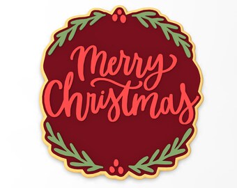 Merry Christmas Cookie Cutter | Stamp | Stencil - SHARP EDGES - FAST Shipping - Choose Your Own Size! #2