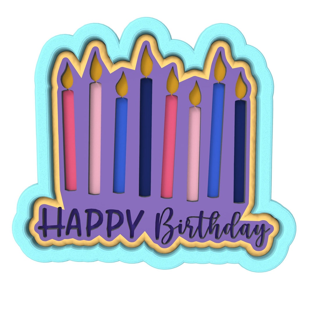 Happy Birthday Candles Cookie Cutter Stamp Stencil SHARP EDGES FAST