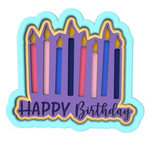 Happy Birthday Candles Cookie Cutter | Stamp | Stencil - SHARP EDGES - FAST Shipping - Choose Your Own Size! #1