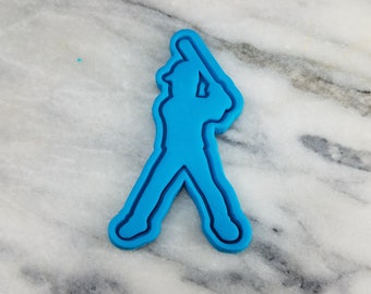 Baseball Player Batter Cookie Cutter 2-Piece, Stamp & Outline #2 - SHARP EDGES - FAST Shipping - Choose Your Own Size!