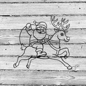 Santa Riding Reindeer Stencil | REUSABLE, DURABLE, WASHABLE Craft Stencil | Use for Signs, Walls, Canvas & More!