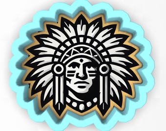American Indian Black and White 1 Cookie Cutter | Stamp | Stencil - SHARP EDGES - FAST Shipping - Choose Your Own Size! #1