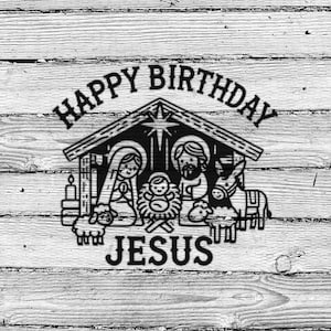 Happy Birthday Jesus Manger Stencil | REUSABLE, DURABLE, WASHABLE Craft Stencil | Use for Signs, Walls, Canvas & More!