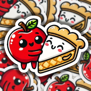 Apple and Pie Vinyl Sticker | Dishwasher Safe & Durable | Custom Sizes | Fast Shipping | Made in USA