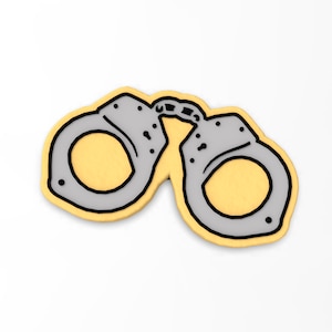 Police Handcuffs Cookie Cutter 2-Piece, Outline & Stamp 1 - SHARP EDGES - FAST Shipping - Choose Your Own Size!