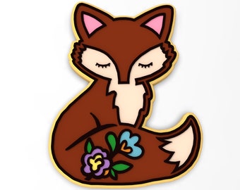 Fox Flowered Cookie Cutter | Stamp | Stencil - SHARP EDGES - FAST Shipping - Choose Your Own Size!