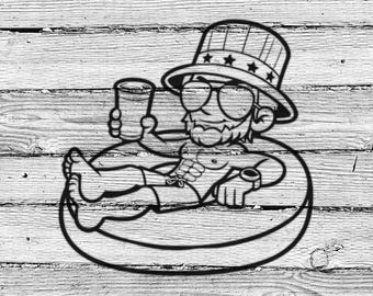 Stencil Abe Lincoln America Pool Party / Stencil per lavori creativi RIUTILIZZABILE, RESISTENTE, LAVABILE / Da usare per cartelli, pareti, tele e altro! 2a