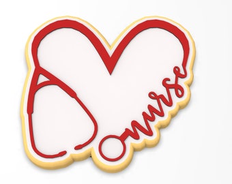 Nurse Heart  Cookie Cutter | Stamp | Stencil | SHARP EDGES - FAST Shipping - Choose Your Own Size!