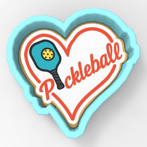 Pickleball Love Heart 2 Cookie Cutter | Stamp | Stencil - SHARP EDGES - FAST Shipping - Choose Your Own Size! #1
