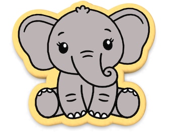 Baby Elephant Cookie Cutter | Stamp | Stencil - SHARP EDGES - FAST Shipping - Choose Your Own Size!