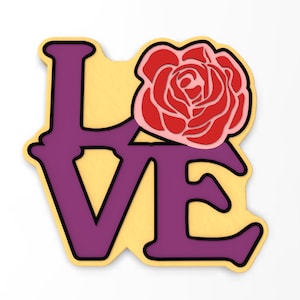 Love Rose Cookie Cutter | Stamp | Stencil - SHARP EDGES - FAST Shipping - Choose Your Own Size!