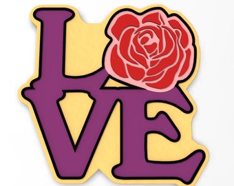 Love Rose Cookie Cutter | Stamp | Stencil - SHARP EDGES - FAST Shipping - Choose Your Own Size!